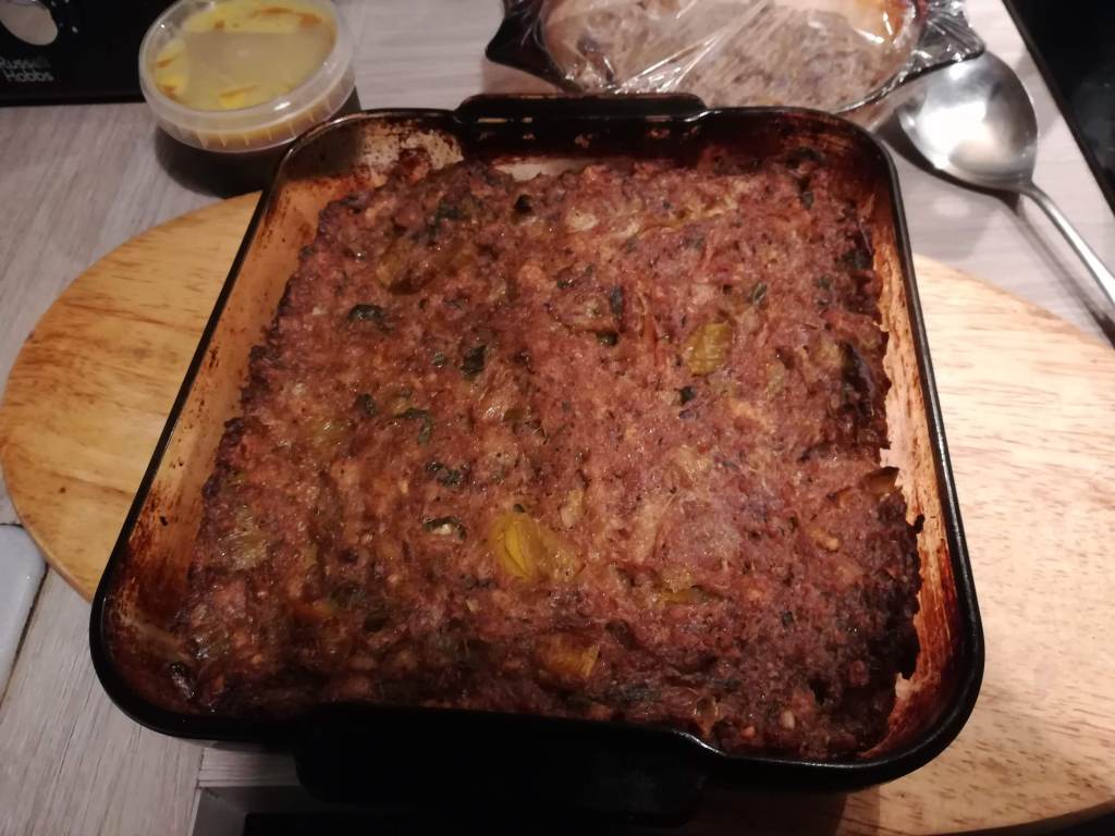The cooked stuffing.
